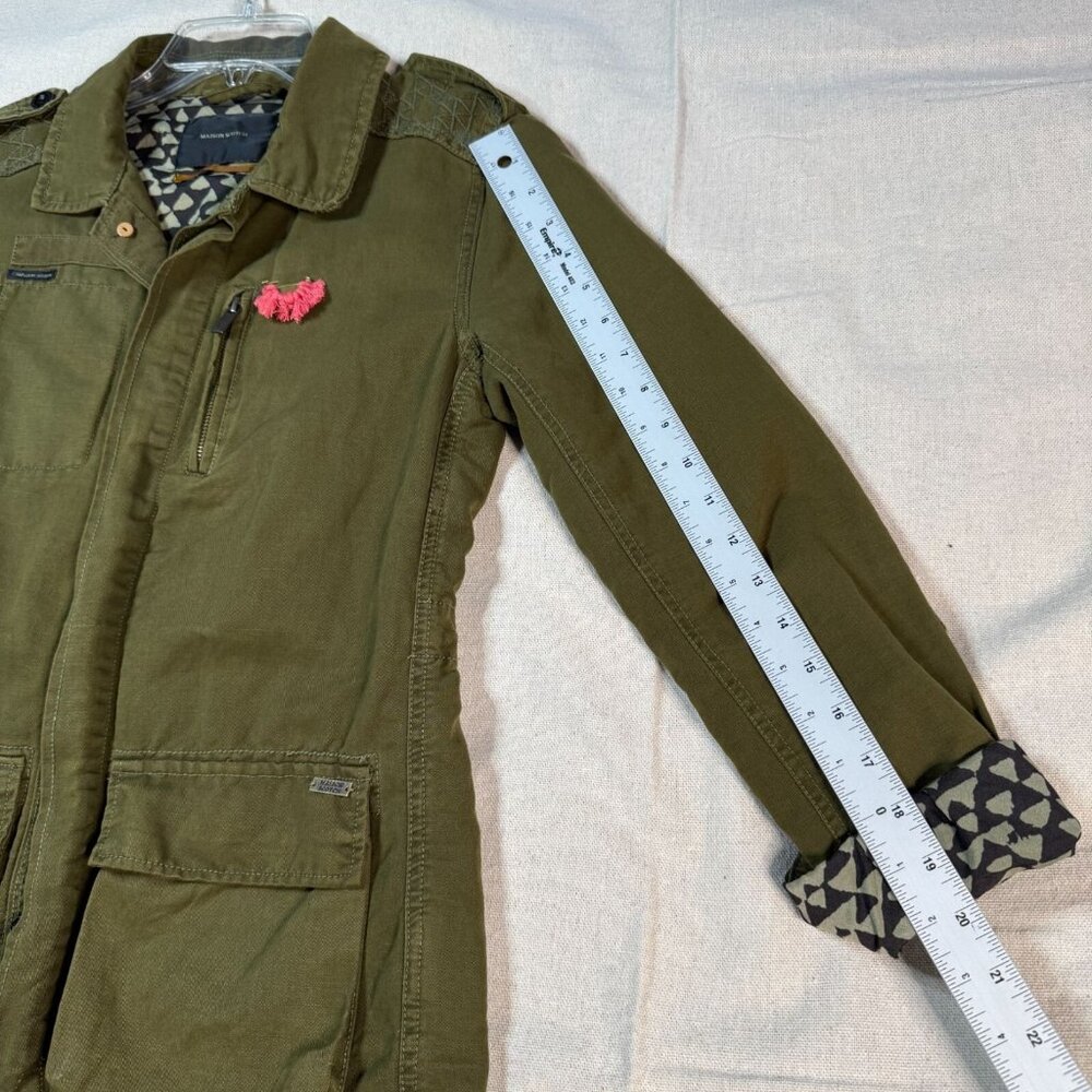 Maison Scotch Green Utility Jacket Linen Blend Women’s Small Casual Coat - Picture 16 of 16